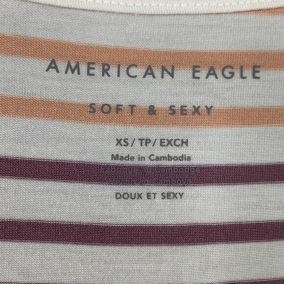 American Eagle Soft & Sexy Tee Top Women XS Striped NWT Hi-low - Picture 6 of 10